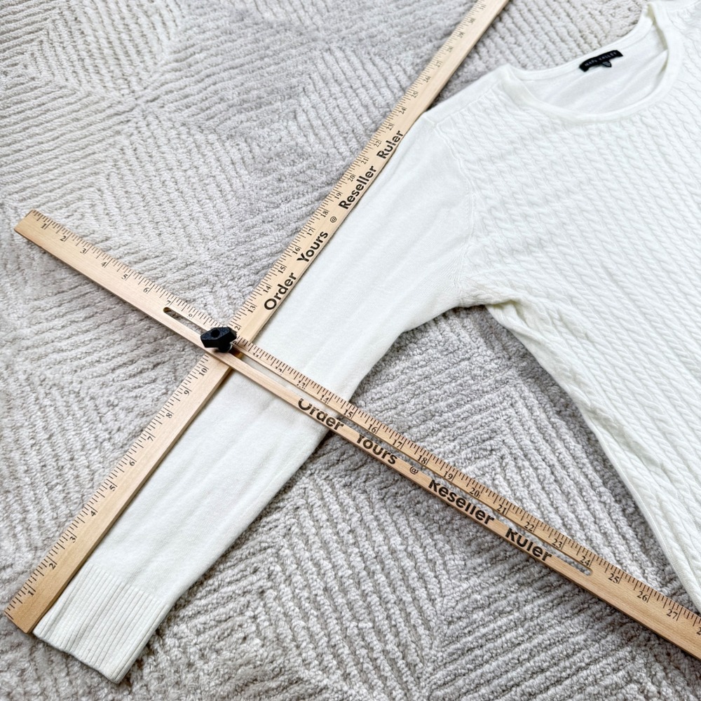 Napa Valley Cable Knit Sweater Womens PXL White Long Sleeve Preppy Cozy Soft - Picture 4 of 8